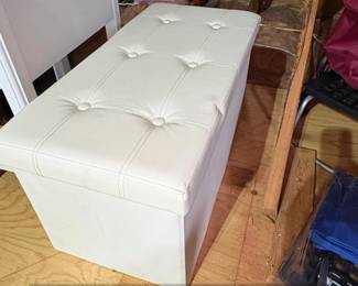 Tufted Storage Ottoman Bench  Faux Leather
