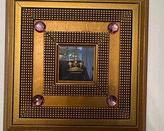 Ornate Gold Tone Crown Mirror Wall Art