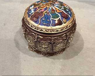 Ornate Musical Box with Angel and Zodiac Theme