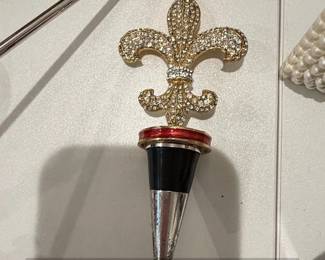 Fleurdelis Rhinestone Wine Bottle Stopper
