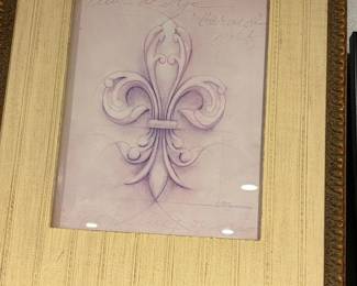 Fleur de Lys Sketch Framed Art Print