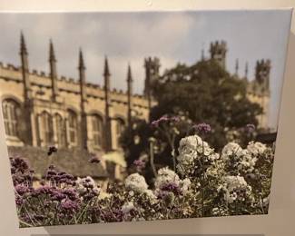 Canvas Print of Oxford University Architecture and Flowers