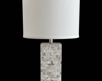 Capiz Shell and Acrylic Table Lamp with White Drum Shade