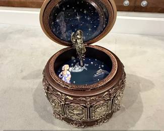 Ornate Musical Box with Angel and Zodiac Theme second image
