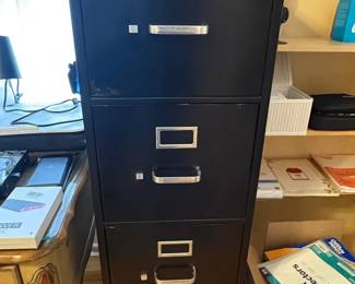 Black HON Drawer Metal Filing Cabinet with Silver Pulls