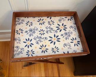 Wooden Folding Tray Table with Floral Insert second image