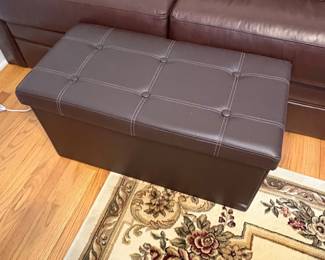 Tufted Faux Leather Storage Ottoman Bench