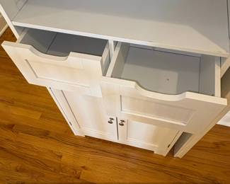 White TwoDoor Storage Cabinet with Two Drawers and Open Shelf second image