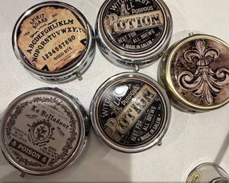 Vintage Themed Pill or Trinket Boxes Set of   Witchy, Poison, Ouija Board Designs