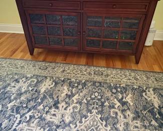 Dark Wood Media Console with Glass Panes  Sunny Designs Santa Fe