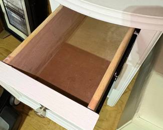 White Drawer Nightstand with Open Shelf second image