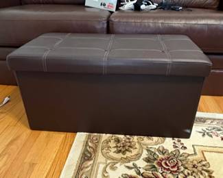 Tufted Faux Leather Storage Ottoman Bench second image