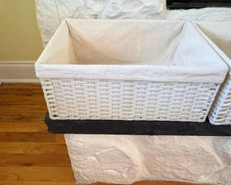 White Woven Paper Rope Storage Basket with Liner