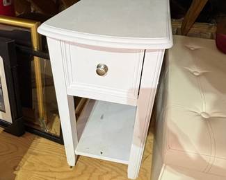 White Drawer Nightstand with Open Shelf