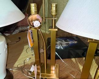 Modern Gold Tone Table Lamp with USB Ports and Gooseneck Reading Light fourth image