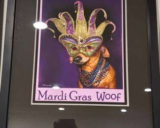 Mardi Gras Woof Framed Art Print