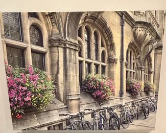 Canvas Print of Oxford University Architecture with Bicycles