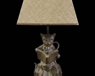 Whimsical Cat Reading Lamp with Magnifying Glass