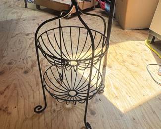 Wrought Iron Tier Fruit Basket Stand
