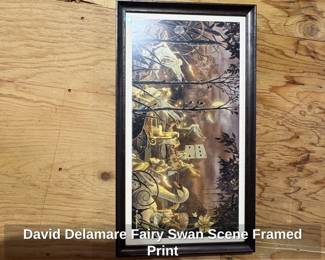 David Delamare Fairy Swan Scene Framed Print