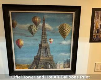 Eiffel Tower and Hot Air Balloons Print