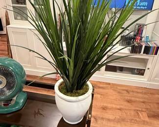 Artificial Grass Plant in White Pot