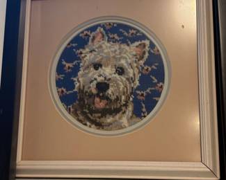 Framed Needlepoint Portrait of a West Highland White Terrier