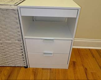 IKEA BRIMNES White Drawer Nightstand with Integrated Power Outlet and USB Ports