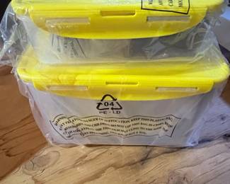 Plastic Food Storage Container Set with Yellow Lids