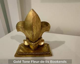 Gold Tone Fleurdelis Bookends