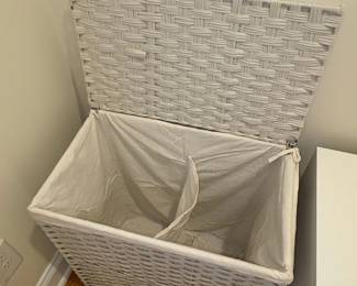 Wicker Laundry Hamper with Lid and Wheels second image