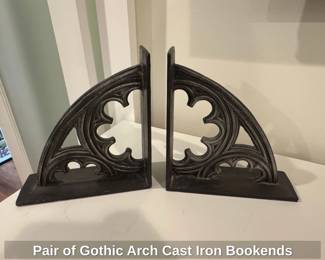 Pair of Gothic Arch Cast Iron Bookends