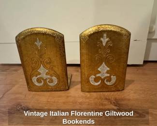 Vintage Italian Florentine Giltwood Bookends