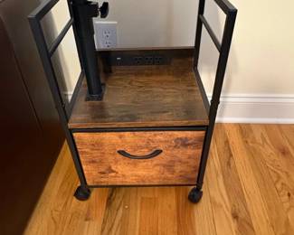 Tier Rolling Printer Stand with Storage Drawer and Power Outlets