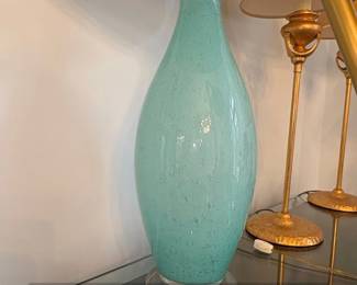 Teal Speckled Glass Table Lamp with Acrylic Base second image