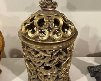Vintage Gold Tone Fleurdelis Incense Burner