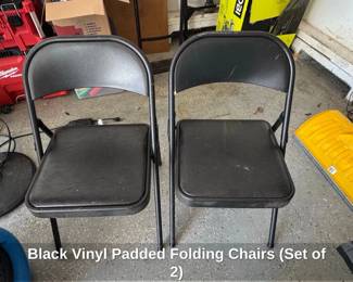Black Vinyl Padded Folding Chairs Set of 