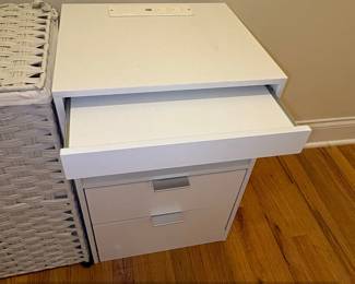 IKEA BRIMNES White Drawer Nightstand with Integrated Power Outlet and USB Ports second image
