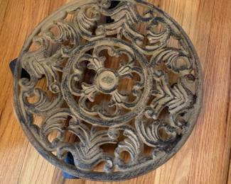 Cast Iron Trivet with Ornate Scrollwork