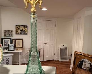 Eiffel Tower Glass Bottle with Fleurdelis Topper