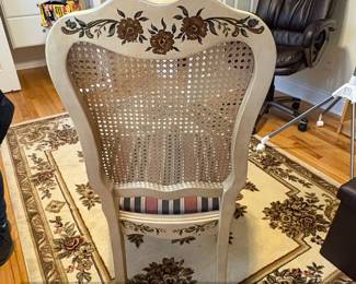 Vintage French Provincial Cane Back Dining Chair with HandPainted Floral Accents second image