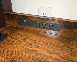 Industrial Style Rolling CTable with Drawer, Power Outlets, and USB Port second image