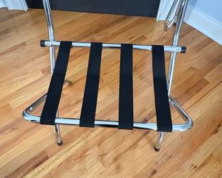 Whitmor Chrome Metal Luggage Rack with Black Straps