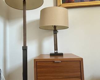 Bedside table and lamps
