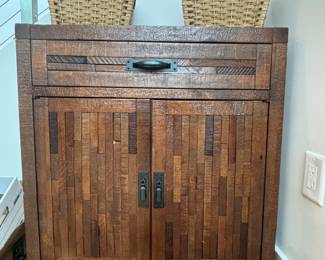 Reclaimed style wood cabinet, rustic brown, 1 drawer, 2 doors