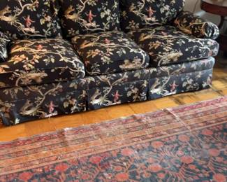 Vintage Chinoiserie Monkey and Leopard Print Sofa 86 x 38 x 34