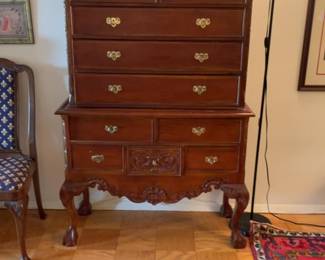 Chippendale Style Bonnet Top Highboy Chest on Chest 41 x 78 x 17
