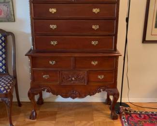 Chippendale Style Bonnet Top Highboy Chest on Chest 41 x 78 x 17