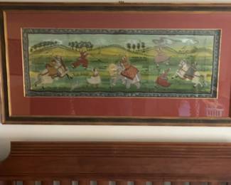 Framed Indian Miniature Painting Hunt Scene