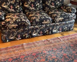 Vintage Chinoiserie Monkey and Leopard Print Sofa 86 x 38 x 34